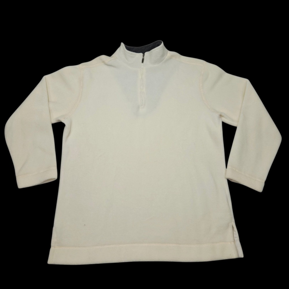 Catalina VTG Quarter Zip Fleece Pullover Cream Off White Sz M